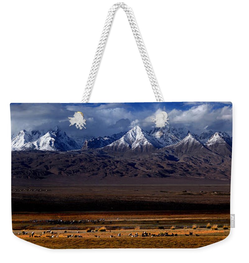 Tranquility Weekender Tote Bag featuring the photograph China In Xinjiang, Pamir by 100