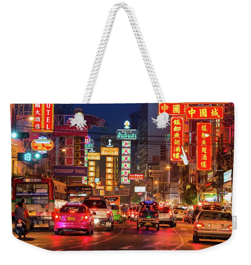 Chinatown Weekender Tote Bag featuring the photograph Chinatown Yaowarat by Thanapol Marattana