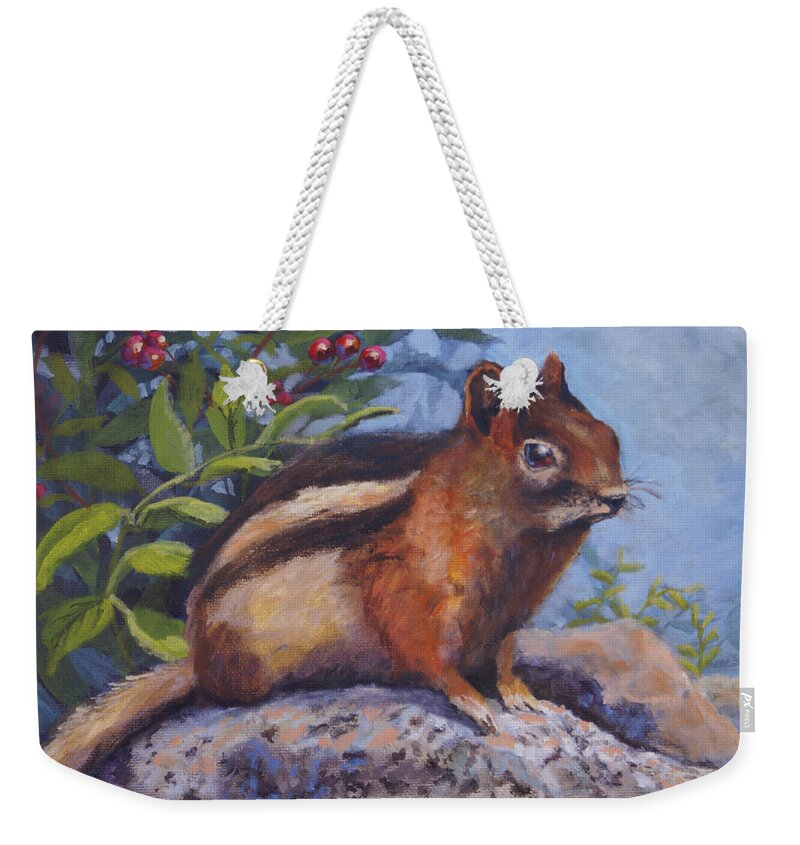 Heather Coen Weekender Tote Bag featuring the photograph Chipper by Heather Coen
