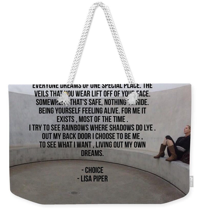  #nonobjective Weekender Tote Bag featuring the photograph Choice by Lisa Piper