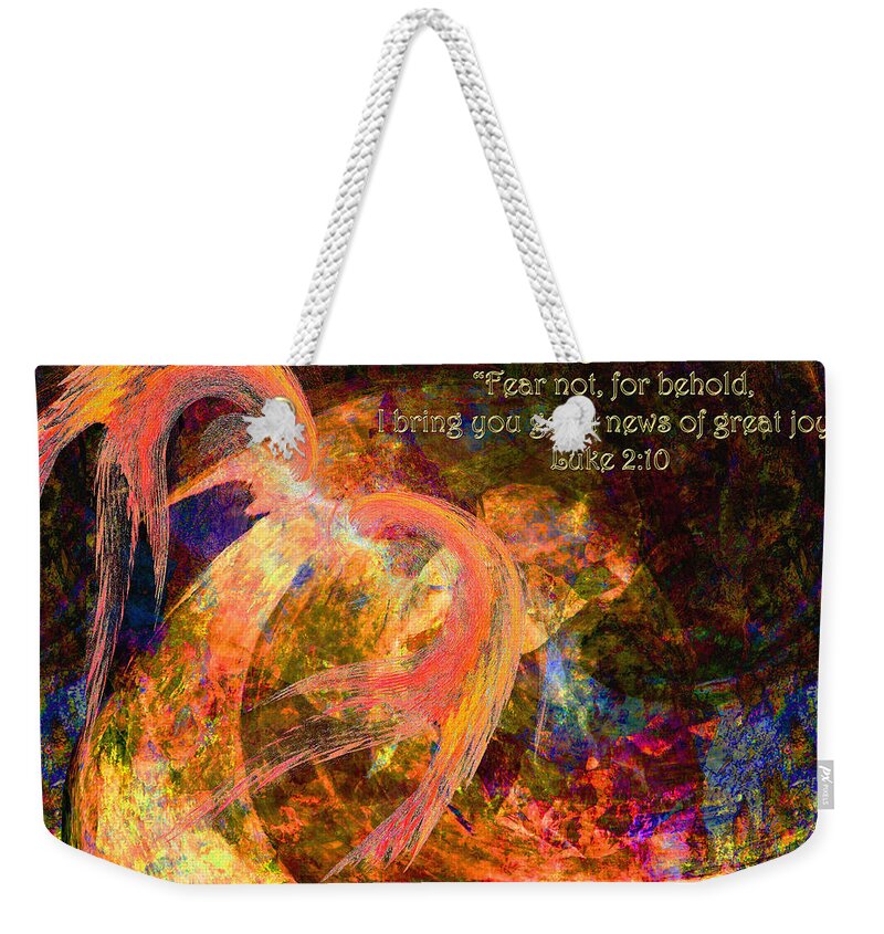 Christmas Weekender Tote Bag featuring the photograph Christmas Angel by Stephanie Grant