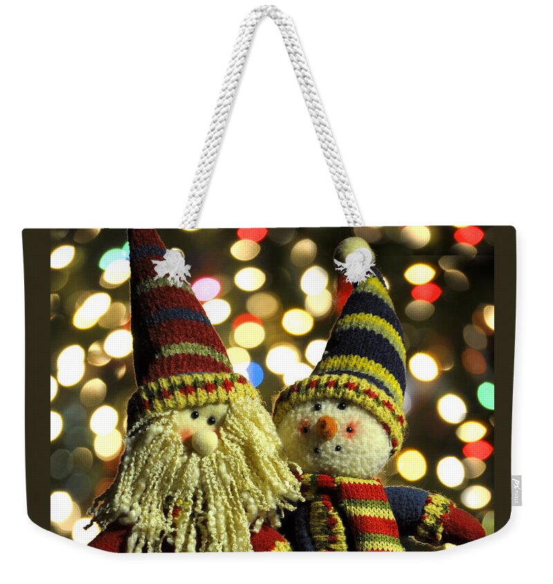 Diane Berry Weekender Tote Bag featuring the photograph Christmas Candlestick Buddies by Diane E Berry