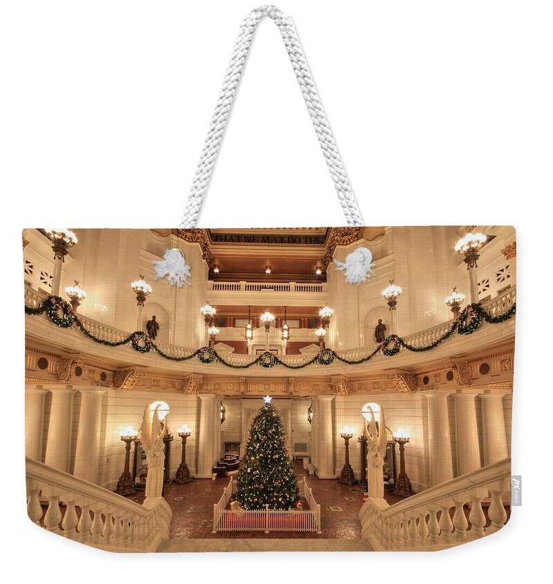 Harrisburg Weekender Tote Bag featuring the photograph Christmas in the Rotunda by Shelley Neff