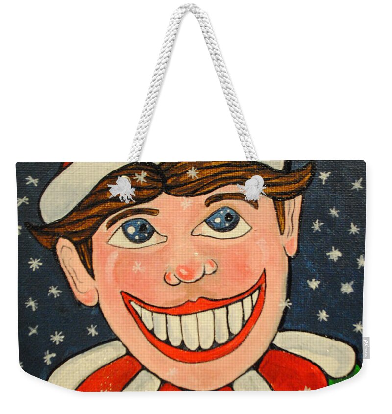 Asbury Park Paintings Weekender Tote Bag featuring the painting Christmas Tillie by Patricia Arroyo