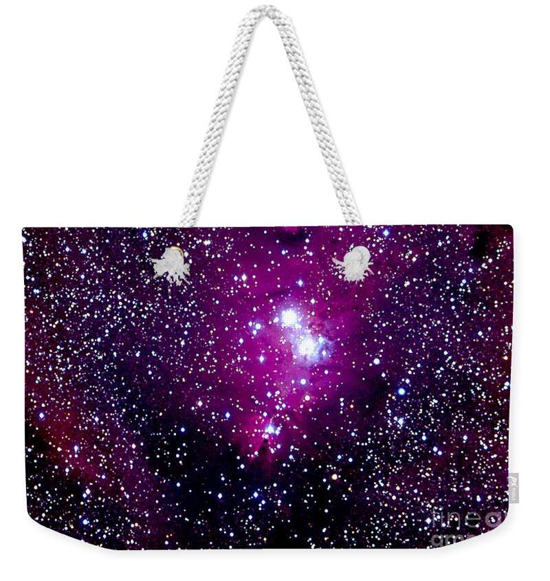 Christmas Weekender Tote Bag featuring the photograph Christmas Tree Cluster And Cone Nebula by John Chumack