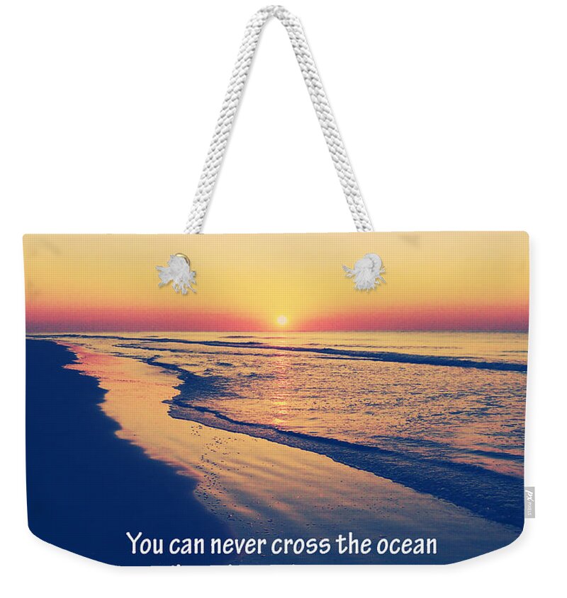 Columbus Weekender Tote Bag featuring the photograph Christopher Columbus Quote by Phil Perkins