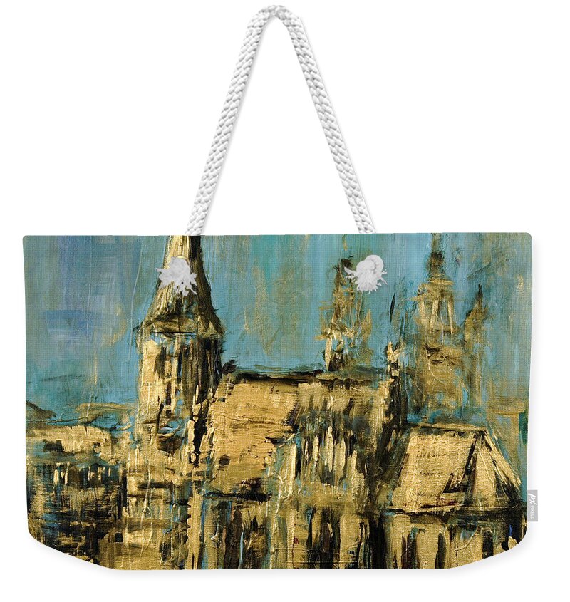 Church Weekender Tote Bag featuring the painting Church by Arturas Slapsys