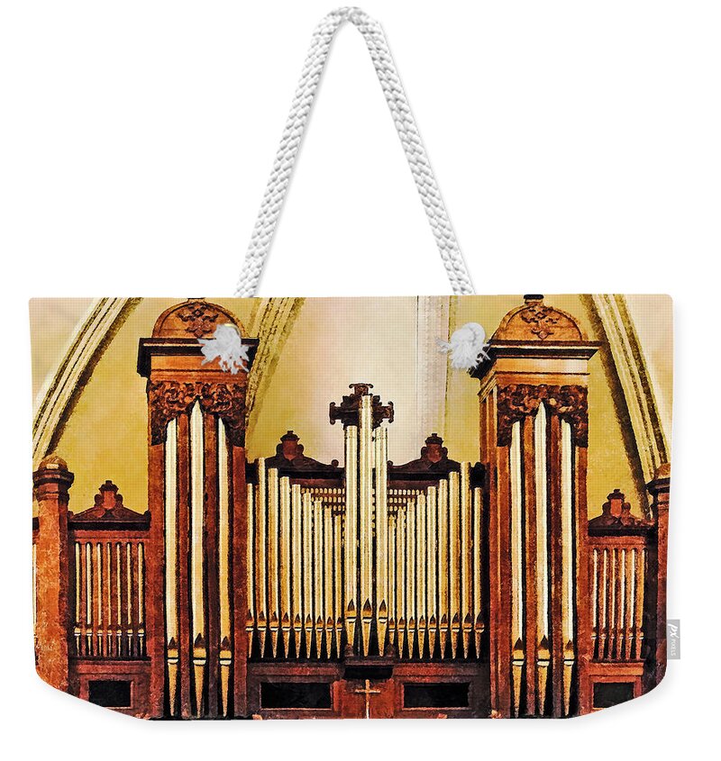 Organ Weekender Tote Bag featuring the photograph Church Organ by Susan Savad