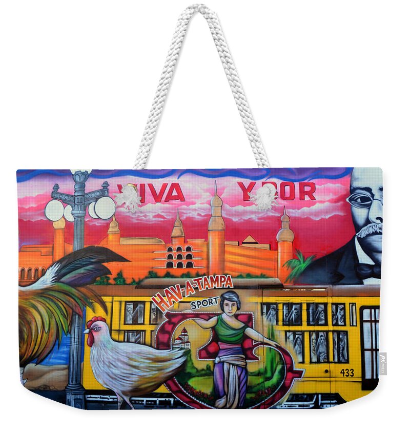 Ybor City Florida Weekender Tote Bag featuring the photograph Cigar City Street Mural by David Lee Thompson