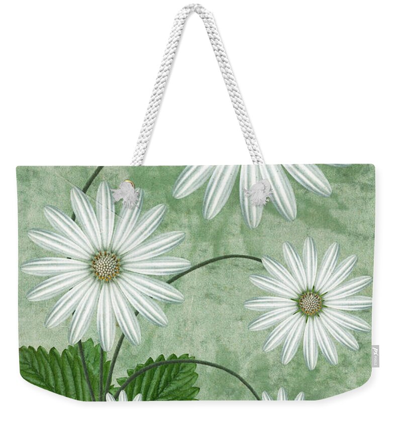 Abstract Flowers Weekender Tote Bag featuring the digital art Cinco by John Edwards