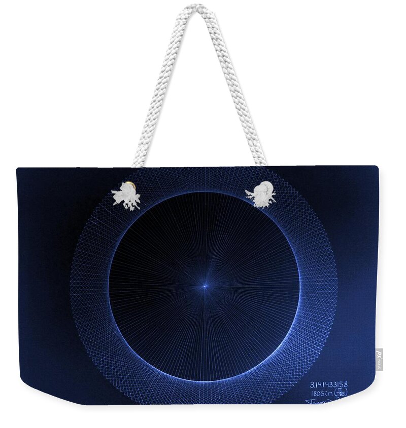 Jason Weekender Tote Bag featuring the drawing Perfect Circles Don't Exist Pi 180 by Jason Padgett