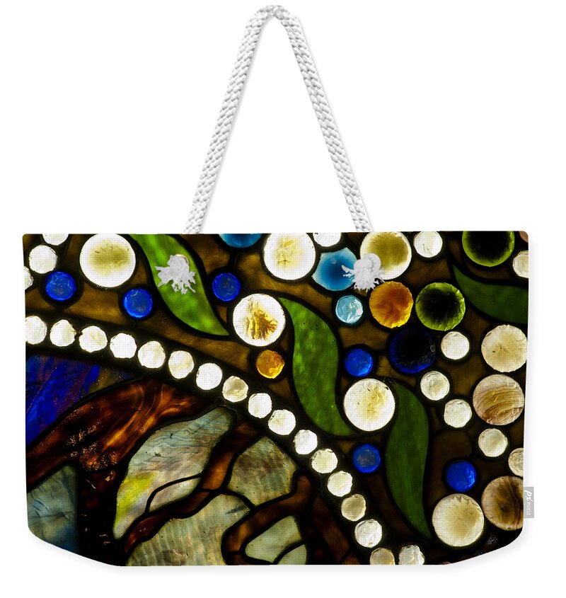 Abstract Weekender Tote Bag featuring the photograph Circles of Glass by Christi Kraft