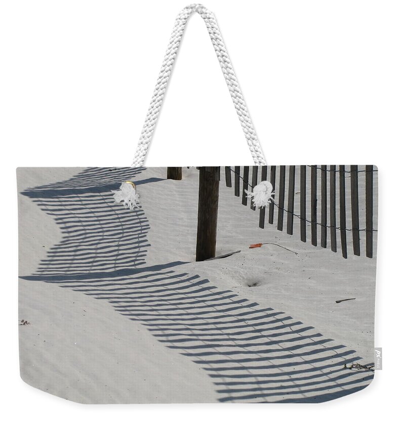 Beach Weekender Tote Bag featuring the photograph Circus Beach Fence by Ellen Meakin