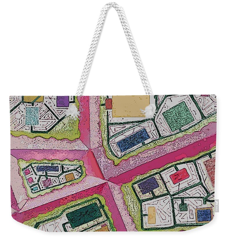 Abstract Weekender Tote Bag featuring the digital art City Circuits by Carol Jacobs