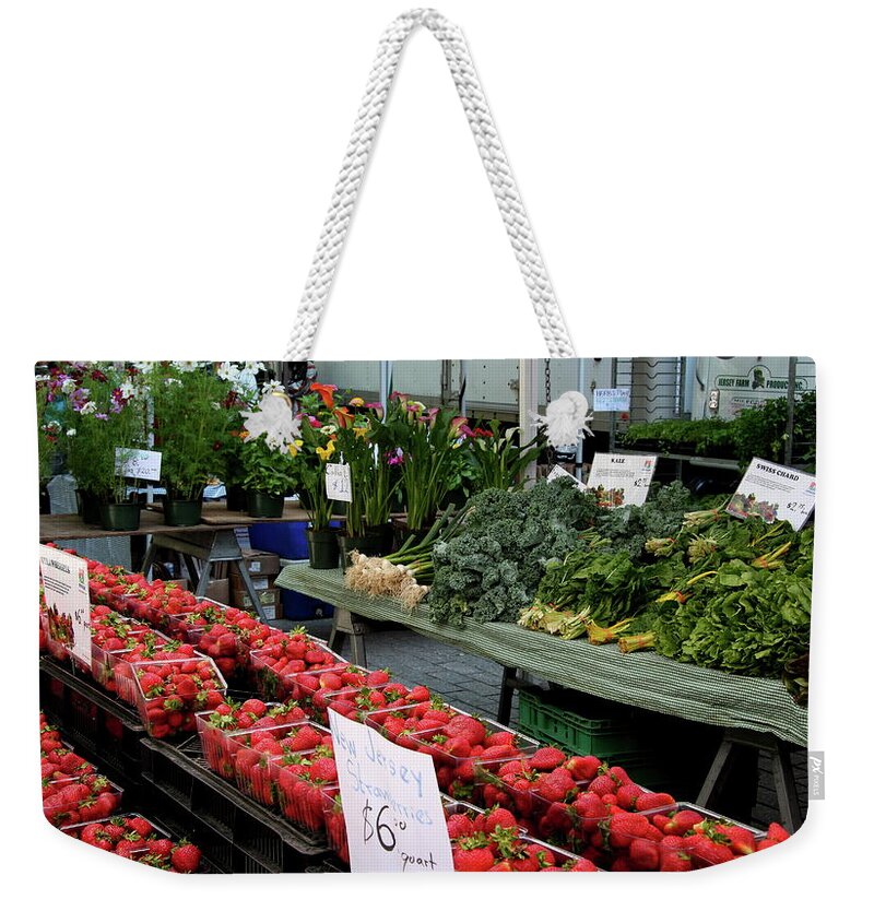 Market Weekender Tote Bag featuring the photograph City Market - Manhattan by Christiane Schulze Art And Photography