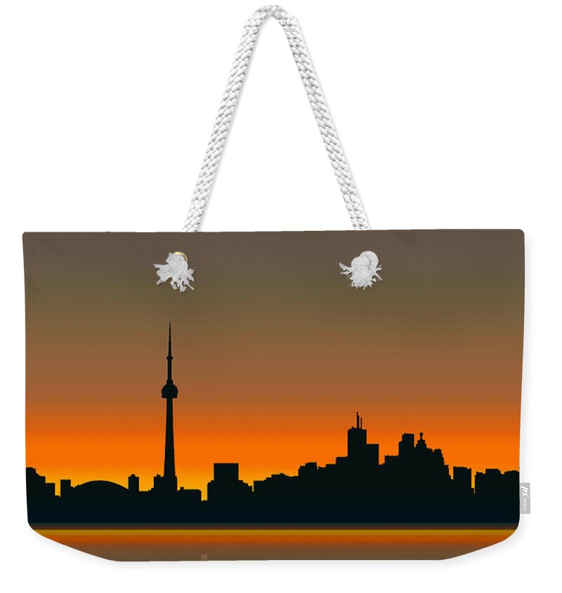 toronto Collection By Serge Averbukh Weekender Tote Bag featuring the digital art Cityscapes - Toronto Skyline - Twilight by Serge Averbukh
