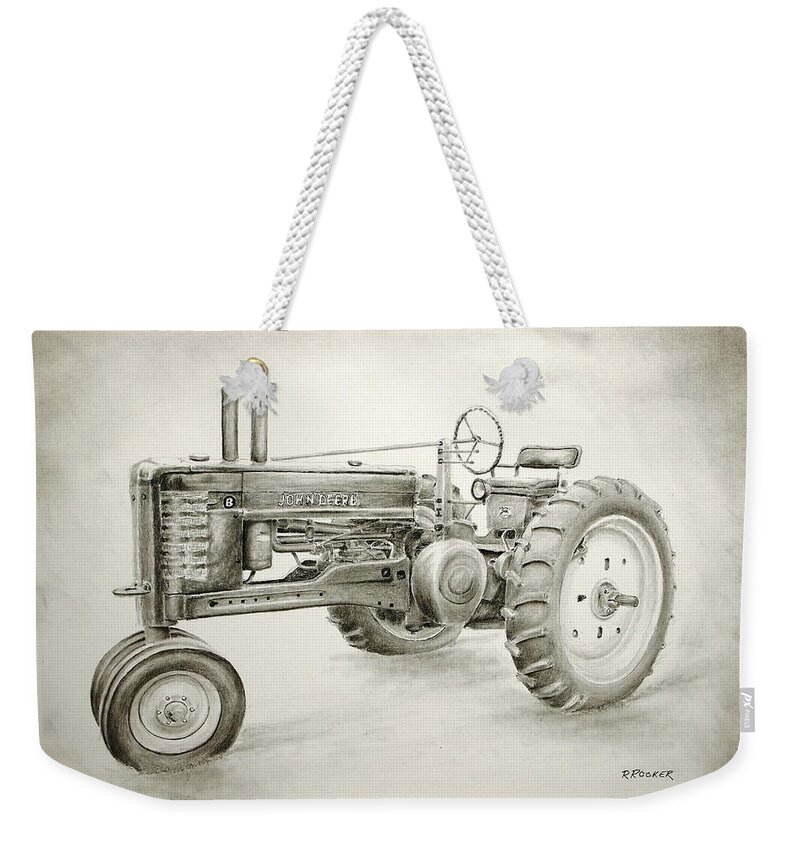 Tractor Weekender Tote Bag featuring the drawing Classic Deere by Richard Rooker