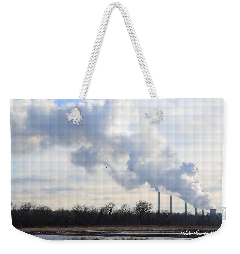 Clean Stacks Miami Fort Power Station Weekender Tote Bag featuring the photograph Clean Stacks by PJQandFriends Photography