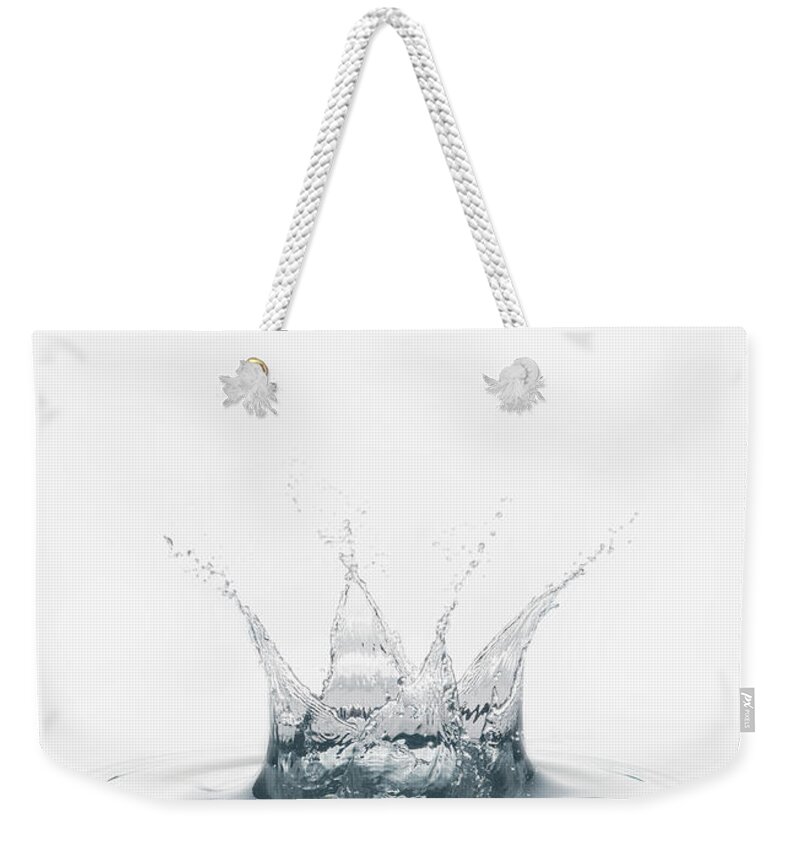White Background Weekender Tote Bag featuring the photograph Clean Water Splash by Jose Luis Pelaez