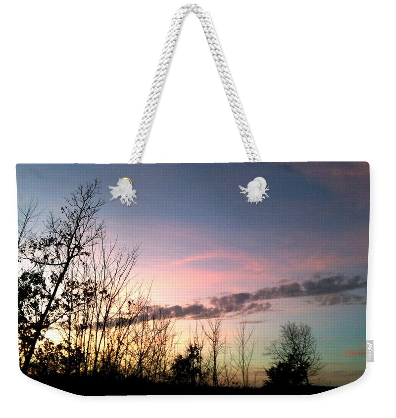 Durham Weekender Tote Bag featuring the photograph Clear Evening Sky by Linda Bailey