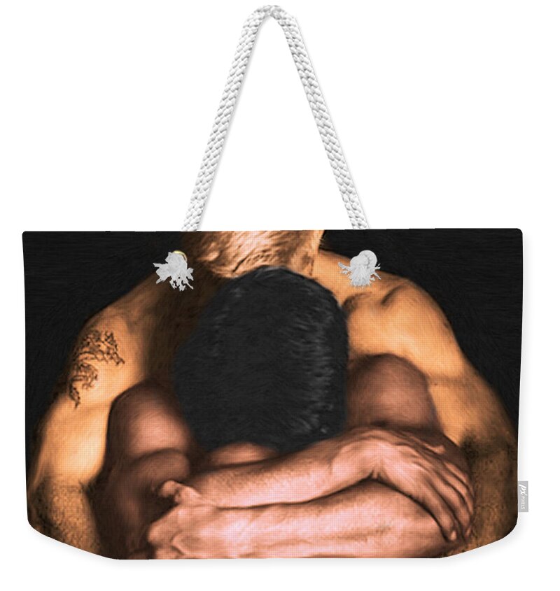 Clenched Weekender Tote Bag featuring the painting Clenched by Troy Caperton