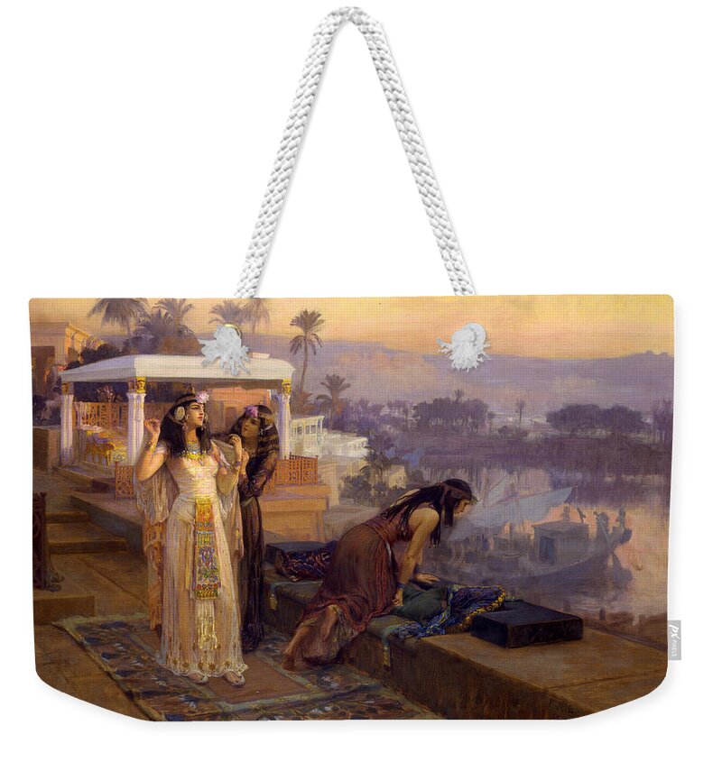 Frederick Arthur Bridgman Weekender Tote Bag featuring the painting Cleopatra on the Terraces of Philae by Frederick Arthur Bridgman