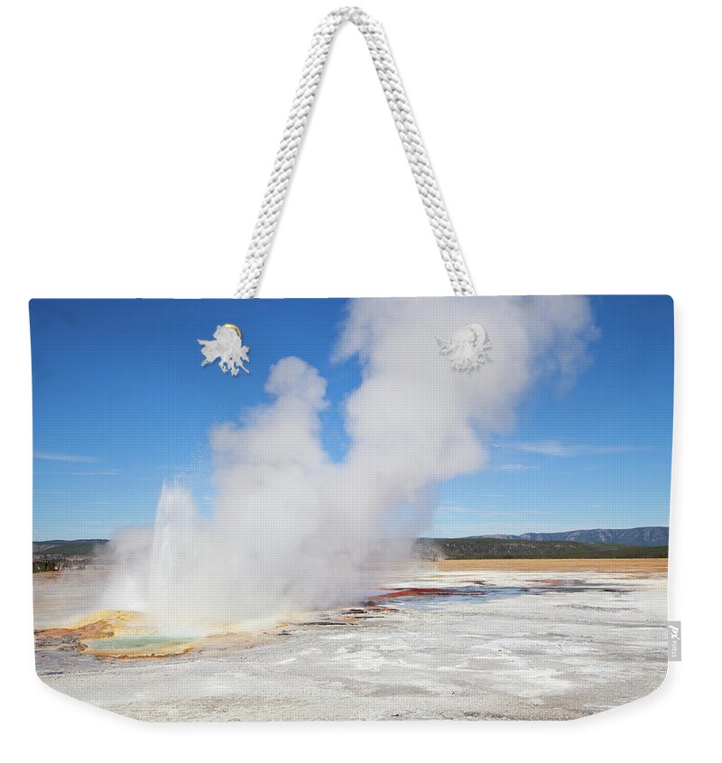 Geyser Weekender Tote Bag featuring the photograph Clepsydra Geyser, Yellowstone National by Terryfic3d
