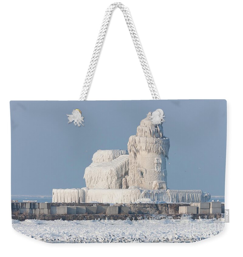 Clarence Holmes Weekender Tote Bag featuring the photograph Cleveland Harbor West Pierhead Light by Clarence Holmes