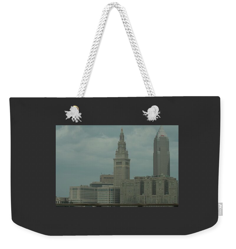 Cleveland Weekender Tote Bag featuring the photograph Cleveland Ohio Skyscrapers by Valerie Collins