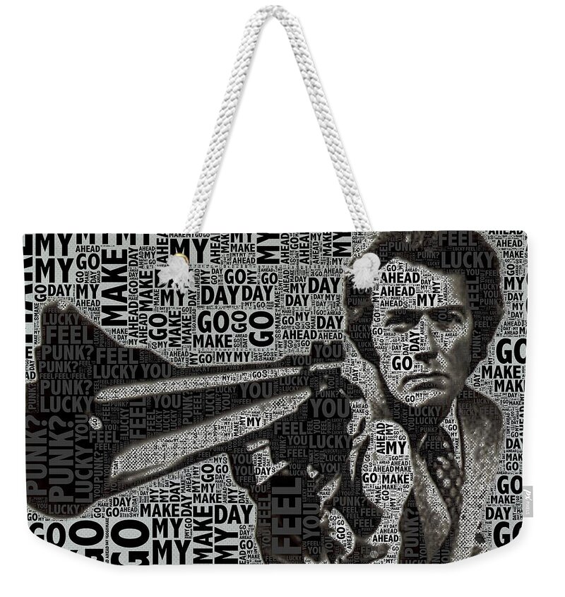 Clint Eastwood Weekender Tote Bag featuring the photograph Clint Eastwood Dirty Harry by Tony Rubino