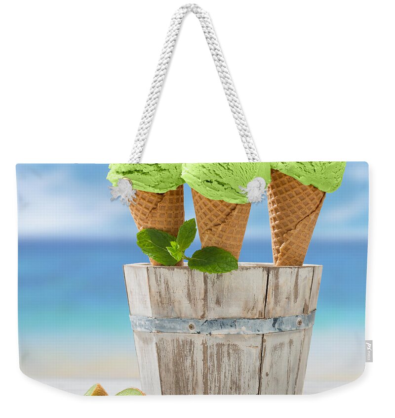 Mint Weekender Tote Bag featuring the photograph Close Up Ice Creams by Amanda Elwell