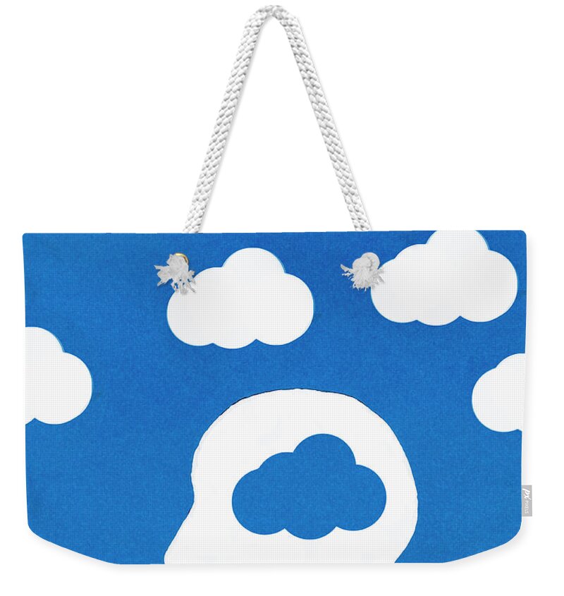 Adult Weekender Tote Bag featuring the photograph Cloud Pattern And Mans Head With Blue by Ikon Ikon Images
