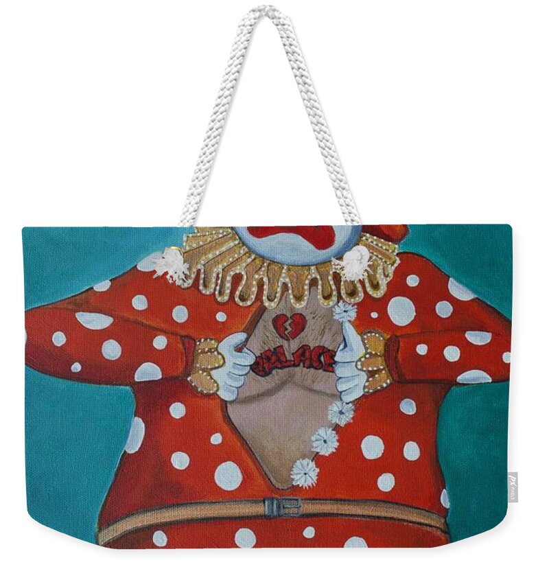Circus Weekender Tote Bag featuring the painting Clownies Last Tattoo by Patricia Arroyo