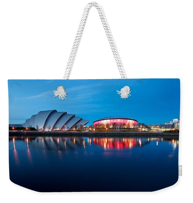 Glasgow Weekender Tote Bag featuring the photograph Clydeside reflected by Stephen Taylor