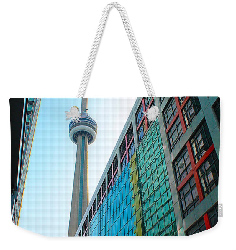 Cn Tower Weekender Tote Bag featuring the photograph CN Tower and the CBC by Nina Silver
