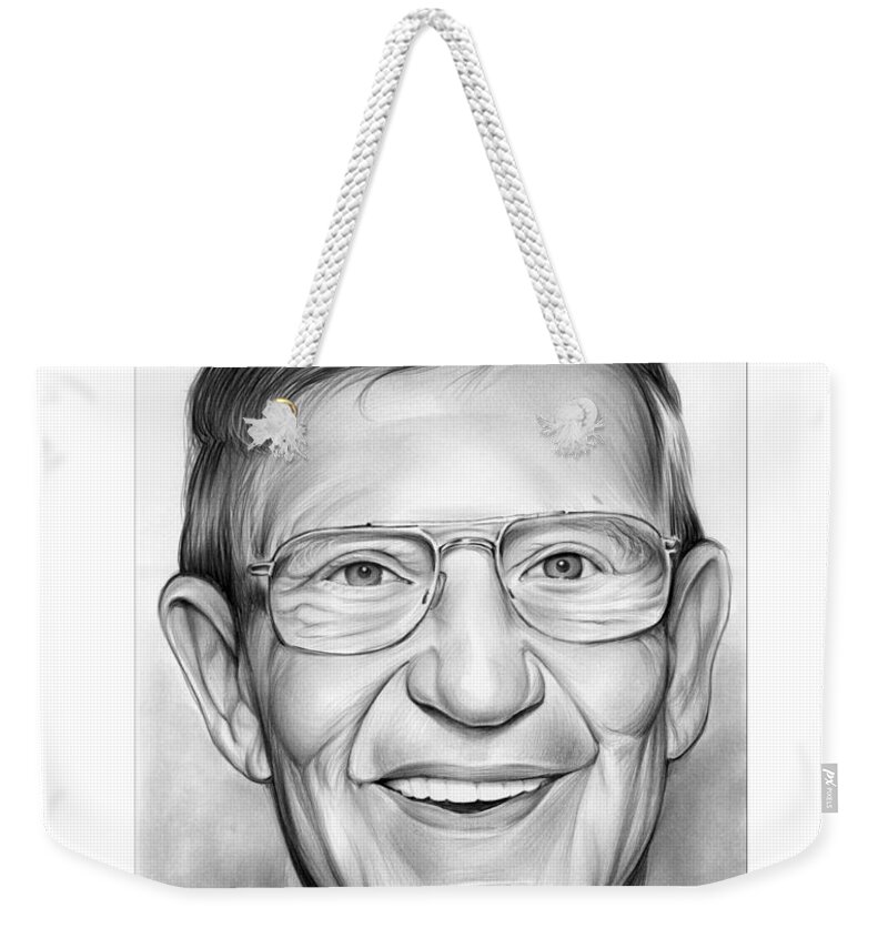 Football Coach Lou Holtz Weekender Tote Bag featuring the drawing Coach Lou Holtz by Greg Joens