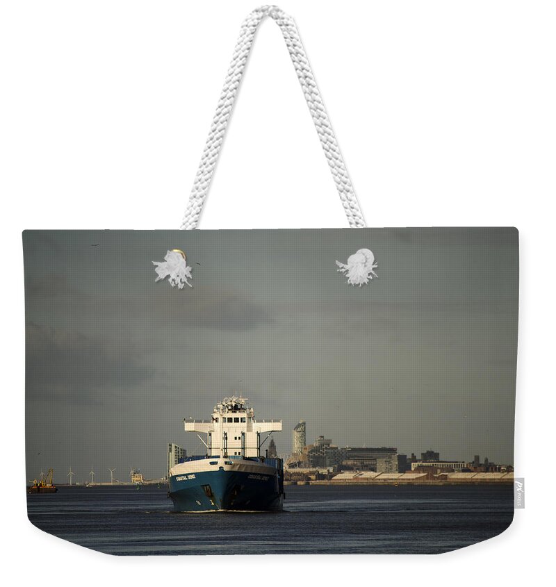 Cargo Ship Weekender Tote Bag featuring the photograph Coastal Deniz by Spikey Mouse Photography