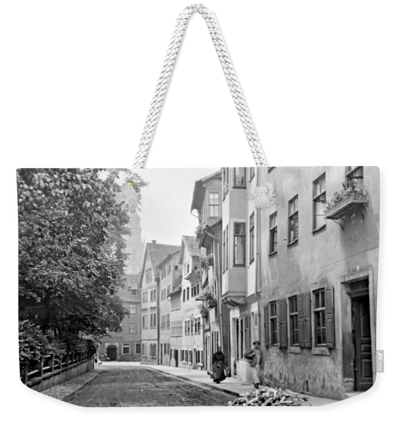 Horizontal Weekender Tote Bag featuring the photograph Coburg Germany Street Scene 1903 by A Macarthur Gurmankin