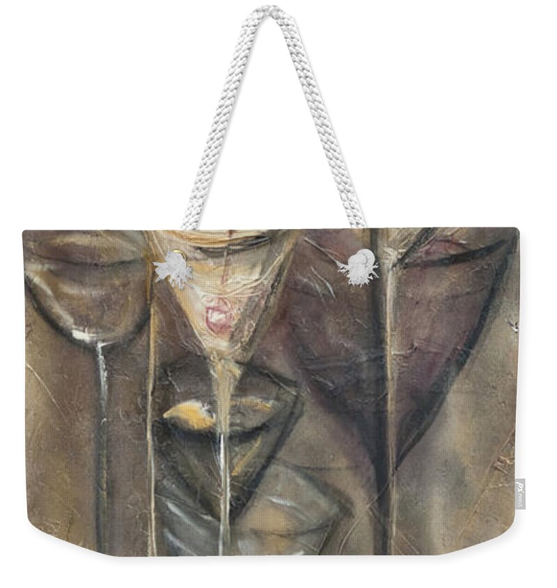 Still Life Weekender Tote Bag featuring the painting Nine glasses by Chuck Gebhardt