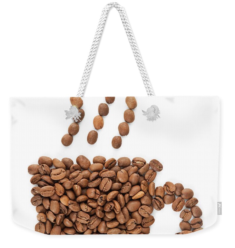 White Background Weekender Tote Bag featuring the photograph Coffee Beans Mug by Ersinkisacik