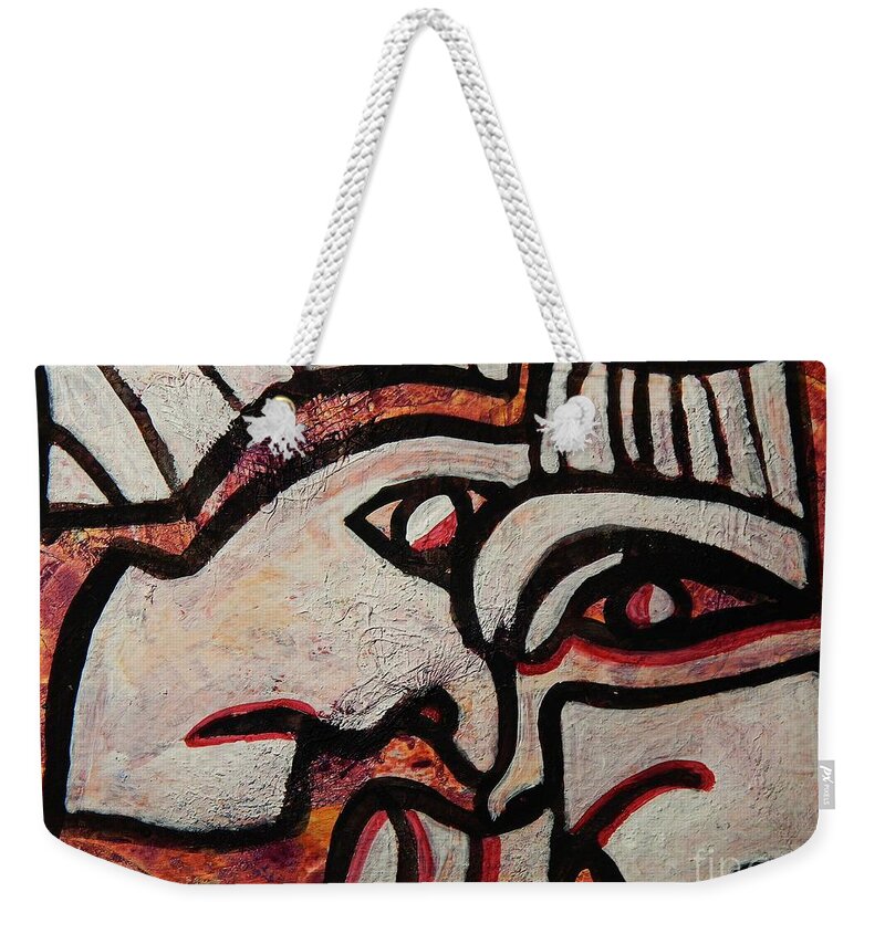 Collision Weekender Tote Bag featuring the painting Collision Course by Mimulux Patricia No