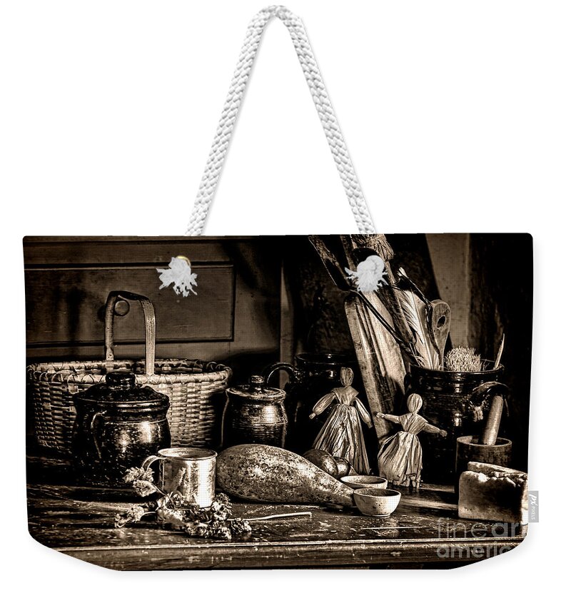 Colonial Weekender Tote Bag featuring the photograph Colonial Table Set by Olivier Le Queinec
