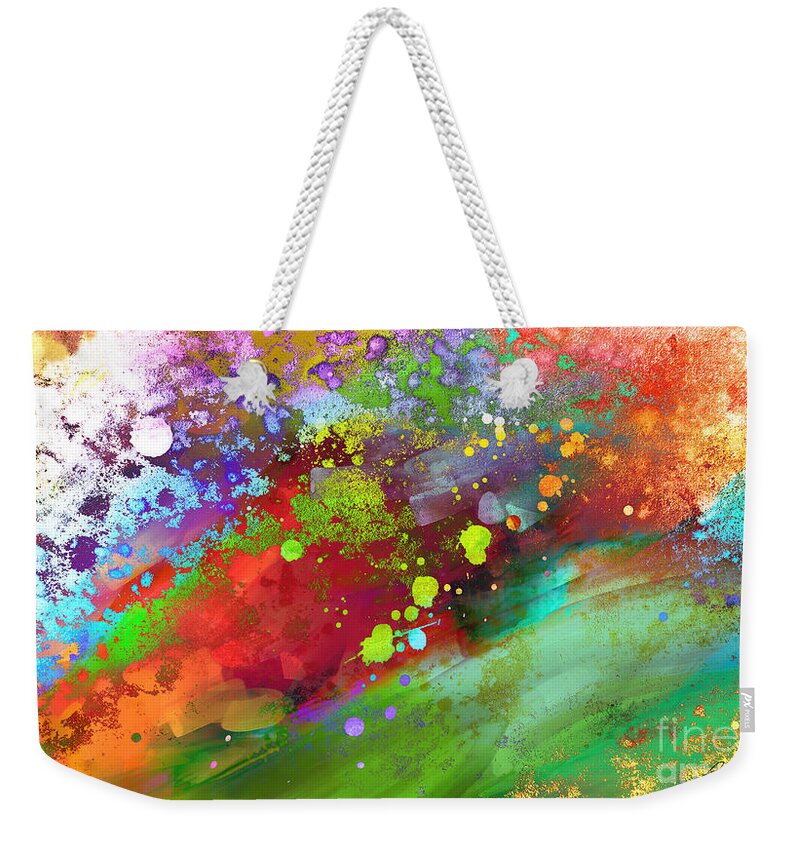 Abstract Weekender Tote Bag featuring the painting Color Explosion abstract art by Ann Powell