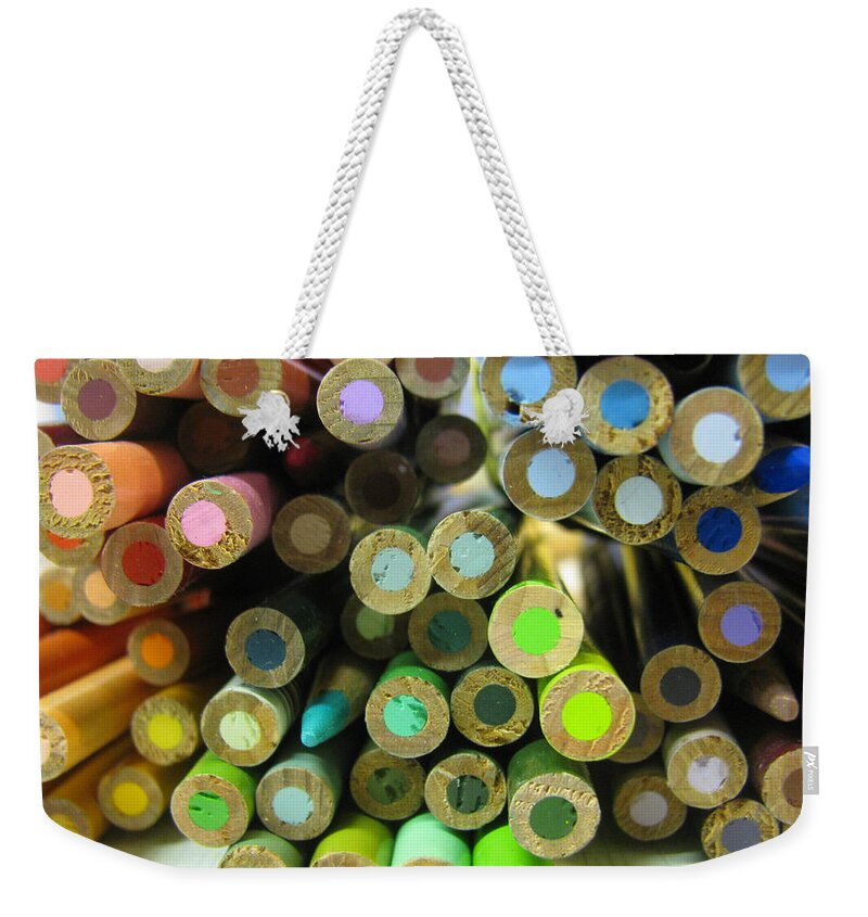 Color Weekender Tote Bag featuring the photograph Color Pencils by Alfred Ng