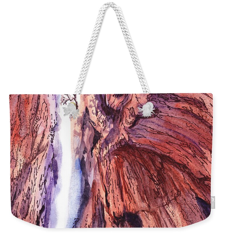 Colorado Weekender Tote Bag featuring the painting Colorado Mountains Garden of the Gods Canyon by Irina Sztukowski