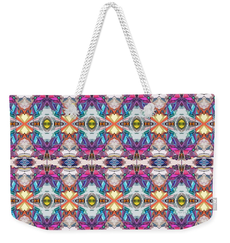 Abstract Weekender Tote Bag featuring the digital art Colorful Abstract Pattern by Phil Perkins