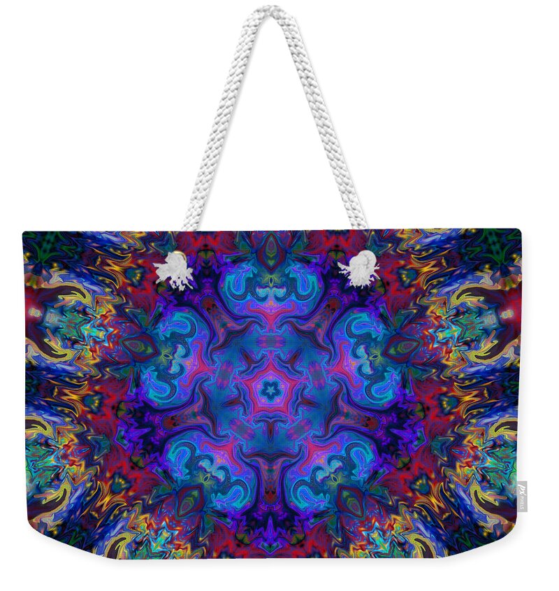 Mandalas Weekender Tote Bag featuring the digital art Colorful Mandala Art by Peggy Collins