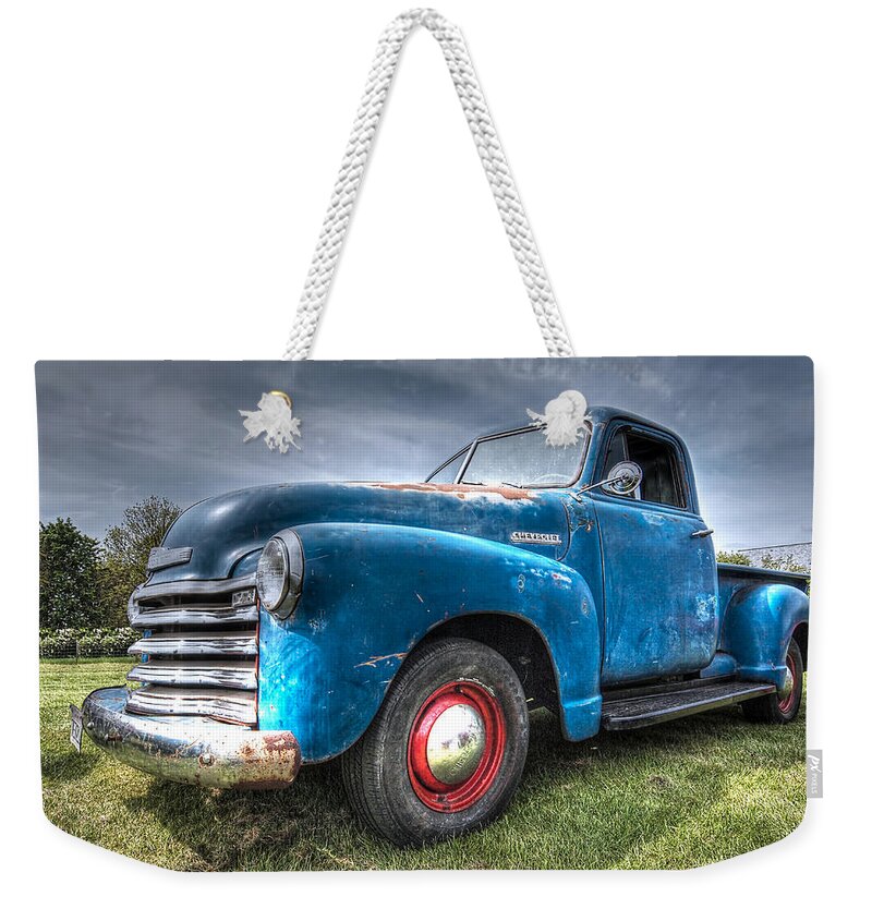 Chevrolet Truck Weekender Tote Bag featuring the photograph Colorful Workhorse - 1953 Chevy Truck by Gill Billington