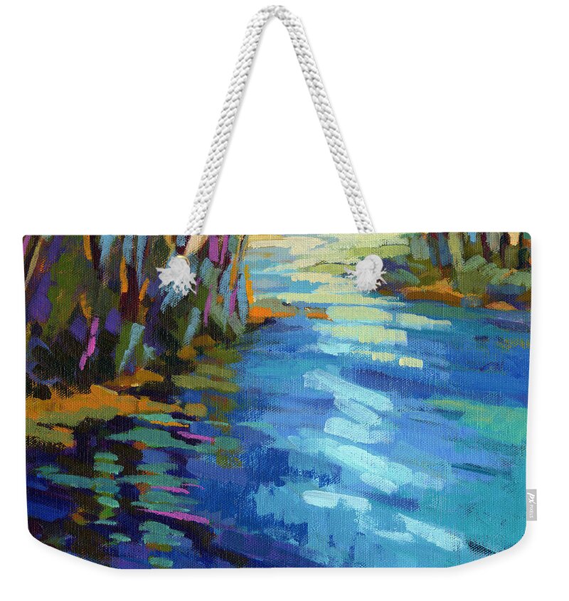 Salmon Weekender Tote Bag featuring the painting Colors of Summer 9 by Konnie Kim