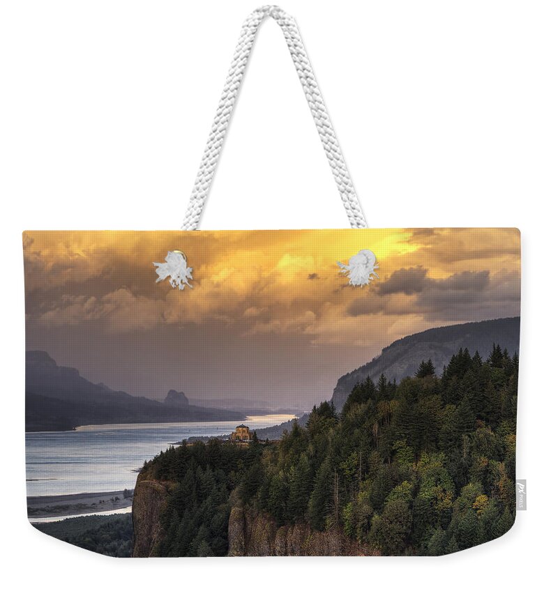 October Weekender Tote Bag featuring the photograph Columbia River Gorge Vista by Mark Kiver